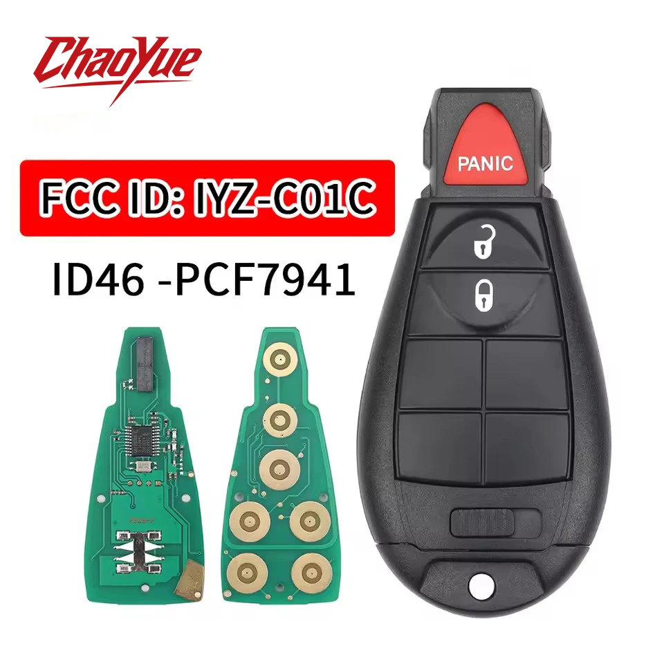 ChaoYue for Chrysler Jeep Dodge Fobik Remote Key 2 + 1 Buttons 433MHz HITAG 2 - ID46 -PCF7941 Transponder FCC ID: IYZ-C01C
ChaoYue for Chrysler Jeep Dodge Fobik Remote Key 2 + 1 Buttons 433MHz HITAG 2 - ID46 -PCF7941 Transponder FCC ID: IYZ-C01C