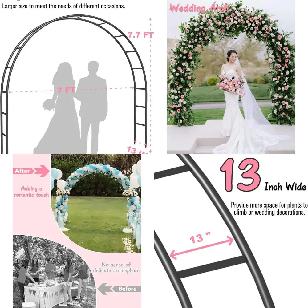 7-Foot Wide, 7.7-Foot Tall Metal Wedding Arch Stand with Base for Decorations and Outdoor Trellis
7-Foot Wide, 7.7-Foot Tall Metal Wedding Arch Stand with Base for Decorations and Outdoor Trellis
