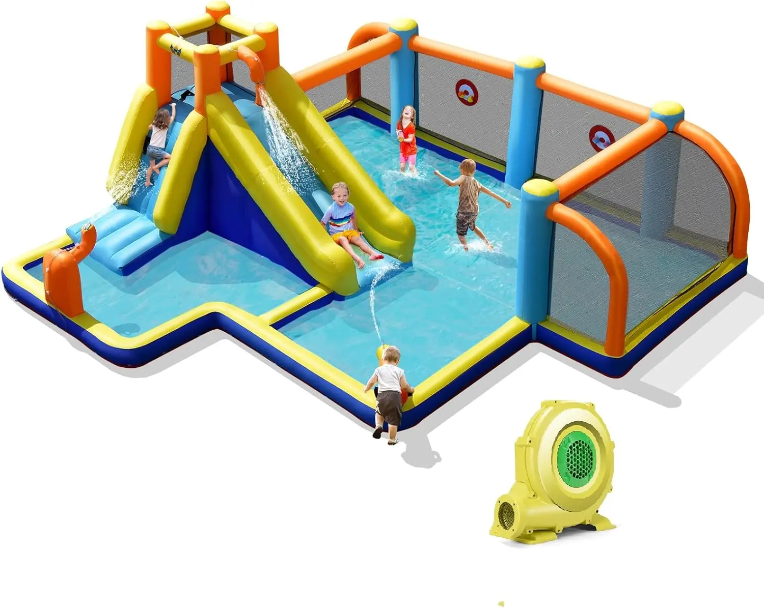 Inflatable Water Slide, 15x16.5FT Mega Water Soccer Waterslide Park for Outdoor Fun with Splash Pool, 735w Blower, Climbing, Wat
Inflatable Water Slide, 15x16.5FT Mega Water Soccer Waterslide Park for Outdoor Fun with Splash Pool, 735w Blower, Climbing, Wat