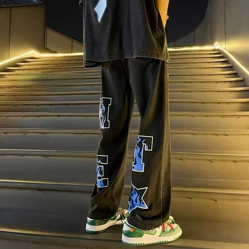 Male Cowboy Pants with Print Straight Trousers Graphic Star Hip Hop Jeans for Men New in High Quality Casual 2024 Trend Wide Leg
Male Cowboy Pants with Print Straight Trousers Graphic Star Hip Hop Jeans for Men New in High Quality Casual 2024 Trend Wide Leg