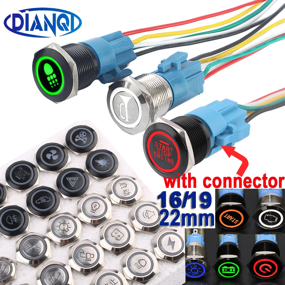 16mm 19mm 22mm Waterproof Custom Metal Push Button Switch Start Stop LED Light For Motorcycle Car Fog Switch Black Silver 12V24V
16mm 19mm 22mm Waterproof Custom Metal Push Button Switch Start Stop LED Light For Motorcycle Car Fog Switch Black Silver 12V24V