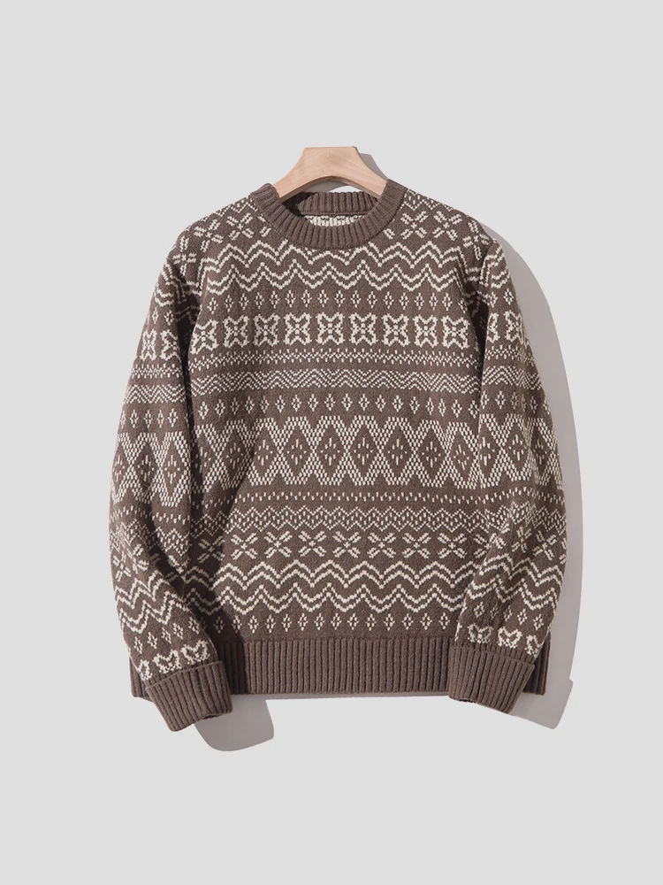 Мужской вязаный свитер с длинным рукавом и круглым вырезом в винтажном стиле, теплый и удобный, с цветочным и геометрическим узором.
Мужской вязаный свитер с длинным рукавом и круглым вырезом в винтажном стиле, теплый и удобный, с цветочным и геометрическим узором.