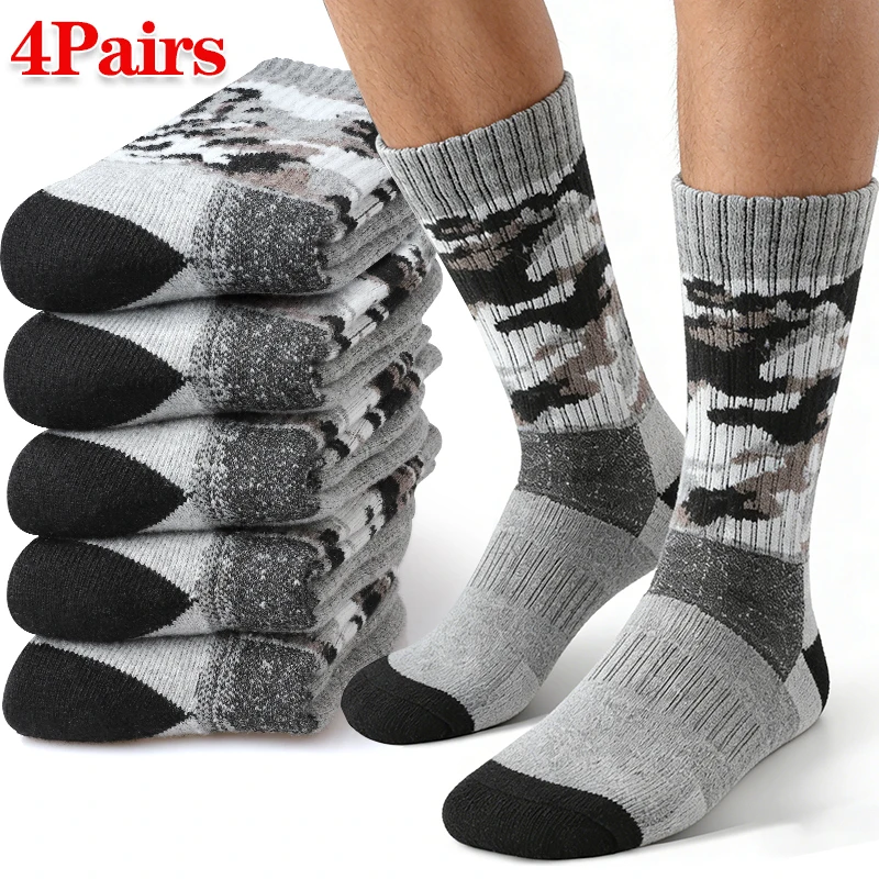 4 Pairs Wool Socks Camouflage Pattern for Men Autumn Winter Thicken Fleece to Keep Warm and Cold Resistant Gift for Long Sock
4 Pairs Wool Socks Camouflage Pattern for Men Autumn Winter Thicken Fleece to Keep Warm and Cold Resistant Gift for Long Sock