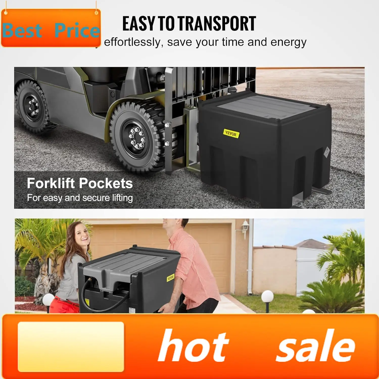 Portable Diesel Tank, 116 Gallon Capacity & 10 GPM Flow Rate, Diesel Fuel with 12V Electric Transfer Pump and 13.1ft Rubber Hose
Portable Diesel Tank, 116 Gallon Capacity & 10 GPM Flow Rate, Diesel Fuel with 12V Electric Transfer Pump and 13.1ft Rubber Hose