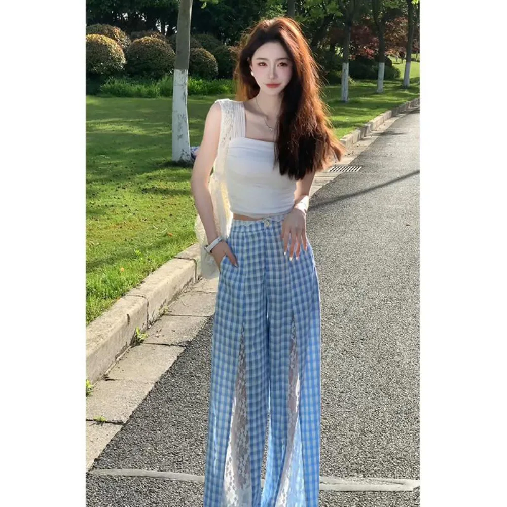 Japanese Sweet Y2k Harajuku Summer Women Sets Halter Top Lace Patchwork Wide Leg Pants High Waist Slim Tank Top 2-piece Pant Set
Japanese Sweet Y2k Harajuku Summer Women Sets Halter Top Lace Patchwork Wide Leg Pants High Waist Slim Tank Top 2-piece Pant Set