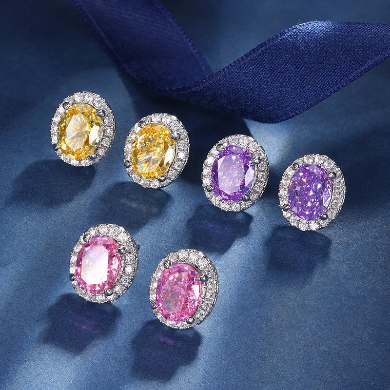 Jewelry High Carbon Diamond Ice Flower Cut Copper Inlaid Egg-Shaped Niche Earrings Main Stone 7*9
Jewelry High Carbon Diamond Ice Flower Cut Copper Inlaid Egg-Shaped Niche Earrings Main Stone 7*9