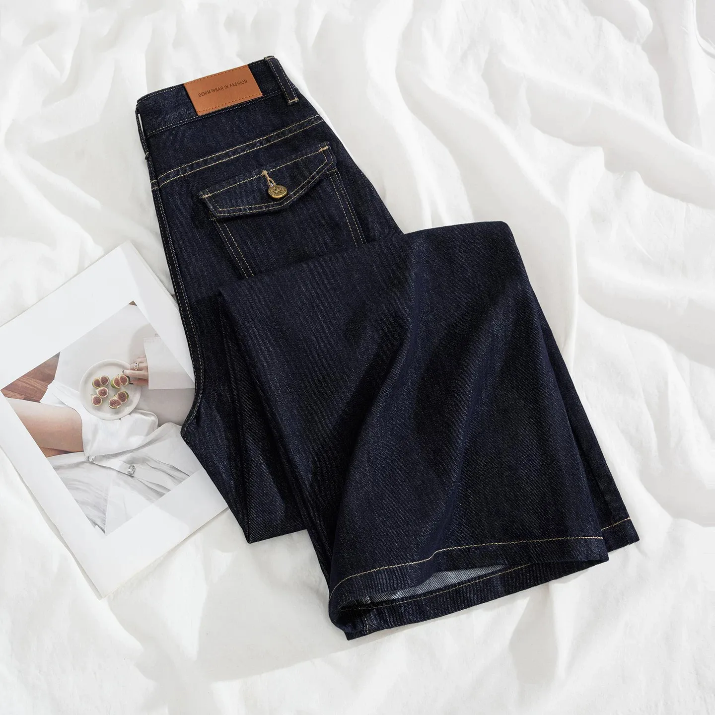 Deep Blue Retro American Thin Wide Leg Jeans Women's Summer New High Waist Straight Cut Cotton Stretch Denim Pants
Deep Blue Retro American Thin Wide Leg Jeans Women's Summer New High Waist Straight Cut Cotton Stretch Denim Pants
