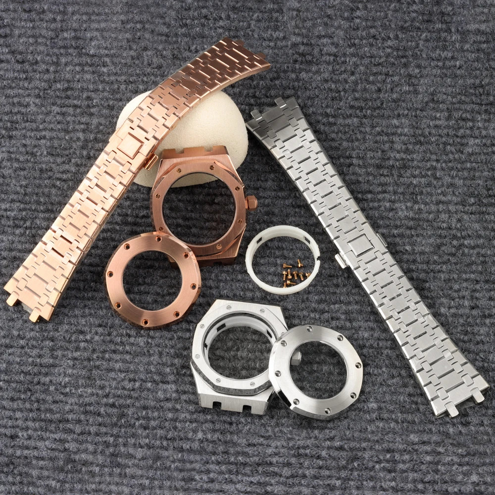 41mm Rose Gold NH35 Case Strap Fit AP Oak Sapphire glass Watch Case Parts For NH35 NH36 Movement 31.8mm Dial Stainless Steel
41mm Rose Gold NH35 Case Strap Fit AP Oak Sapphire glass Watch Case Parts For NH35 NH36 Movement 31.8mm Dial Stainless Steel
