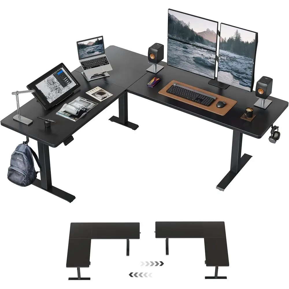 63 x 75 L-Shaped Reversible Desk, Ideal for Home Office, Black
63 x 75 L-Shaped Reversible Desk, Ideal for Home Office, Black