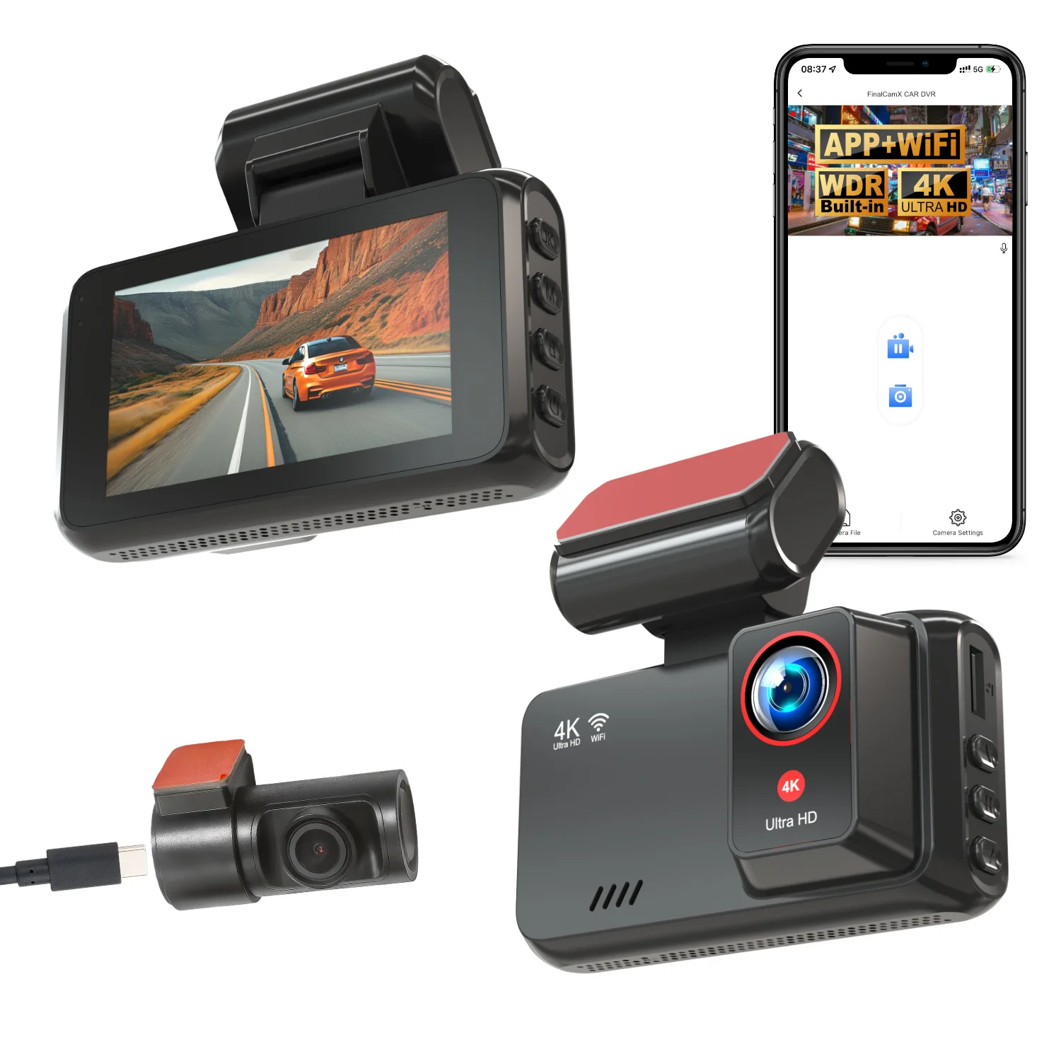 Driving recorder with front and rear dual 4K+4K cameras, 3-inch IPS screen, wireless GPS positioning, and no need for wiring
Driving recorder with front and rear dual 4K+4K cameras, 3-inch IPS screen, wireless GPS positioning, and no need for wiring