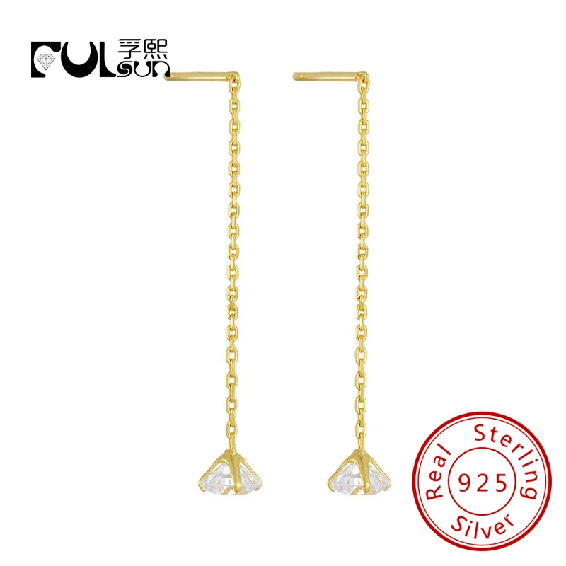 Jewelry 925 Sterling Silver 14K Gold Plated Cz Zircon Drop Chain Stud Earrings For Gifts
Jewelry 925 Sterling Silver 14K Gold Plated Cz Zircon Drop Chain Stud Earrings For Gifts