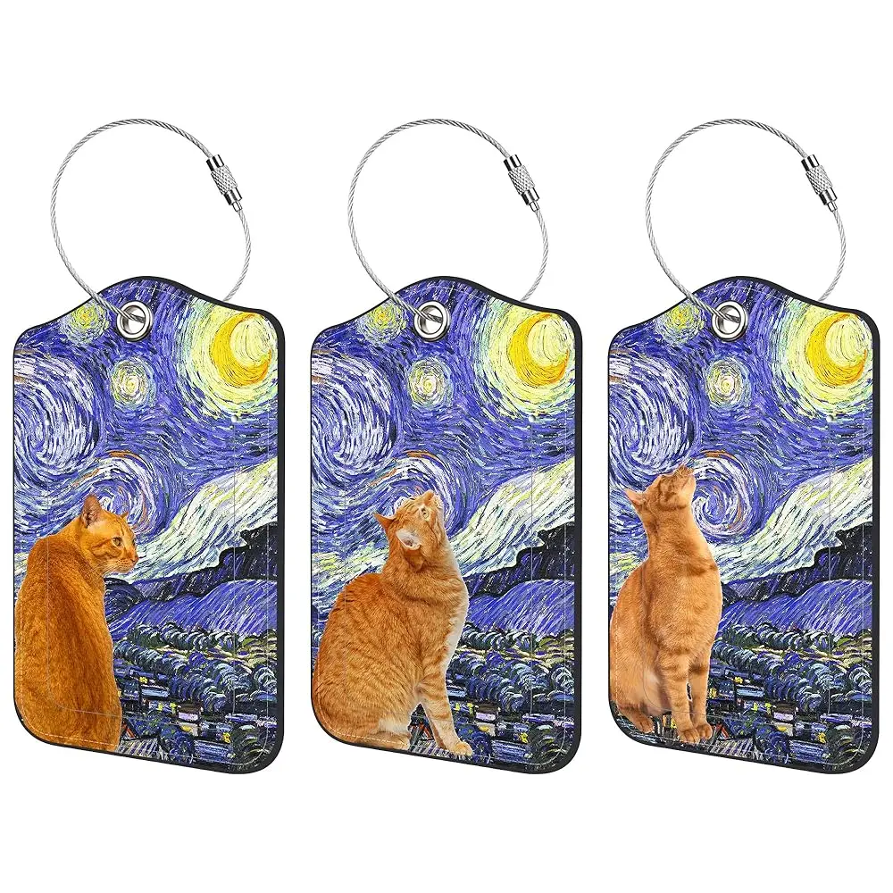 Luggage Tags for Suitcase 3 PCS Starry Sky Cat Leather Travel Luggage Tag with Stainless Steel Loop Name ID Label Privacy Cov
Luggage Tags for Suitcase 3 PCS Starry Sky Cat Leather Travel Luggage Tag with Stainless Steel Loop Name ID Label Privacy Cov