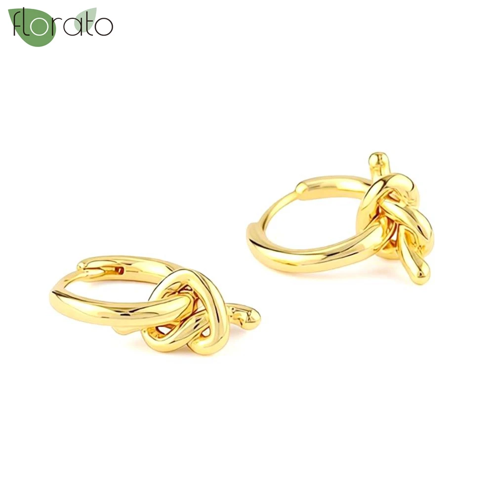 925 Sterling Silver Needle Simple Design Gold Color Knot Shape Cute Hoop Earrings for Women Fashion Metal Style Jewelry Female
925 Sterling Silver Needle Simple Design Gold Color Knot Shape Cute Hoop Earrings for Women Fashion Metal Style Jewelry Female