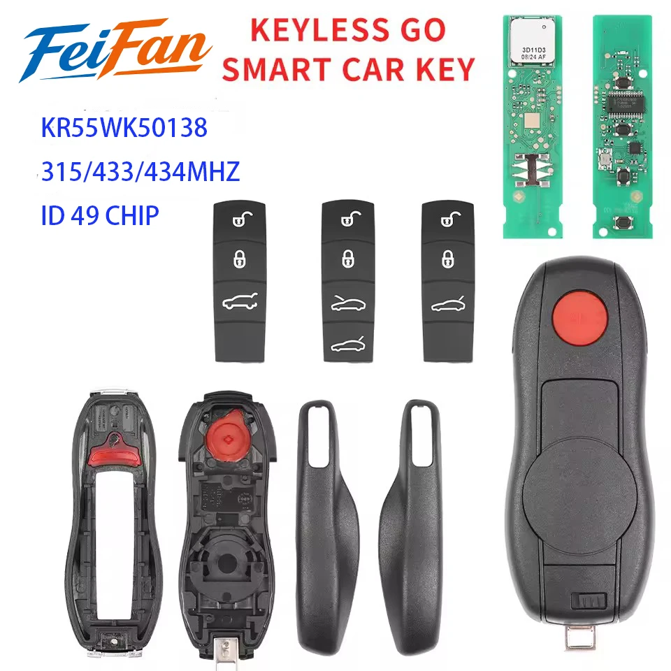 FeiFan KR55WK50138 For ID49 PCF7945P 315/433/434MHZ Smart Car KeyCar model 2010-2018 Panamera Macan Cayenne 718 911 Boxster
FeiFan KR55WK50138 For ID49 PCF7945P 315/433/434MHZ Smart Car KeyCar model 2010-2018 Panamera Macan Cayenne 718 911 Boxster