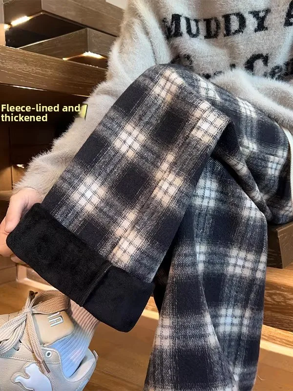 Мужские шерстяные брюки в клетку с широкими штанинами, осенне-зимние утепленные повседневные брюки, прямые модные длинные брюки
Мужские шерстяные брюки в клетку с широкими штанинами, осенне-зимние утепленные повседневные брюки, прямые модные длинные брюки