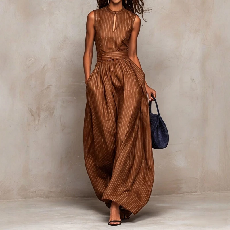Elegant Lady Stripe Printed Rompers Summer New Wide Leg Pocket Commute Playsuit Overalls Vintage Sleeveless Hollow Out Jumpsuits
Elegant Lady Stripe Printed Rompers Summer New Wide Leg Pocket Commute Playsuit Overalls Vintage Sleeveless Hollow Out Jumpsuits