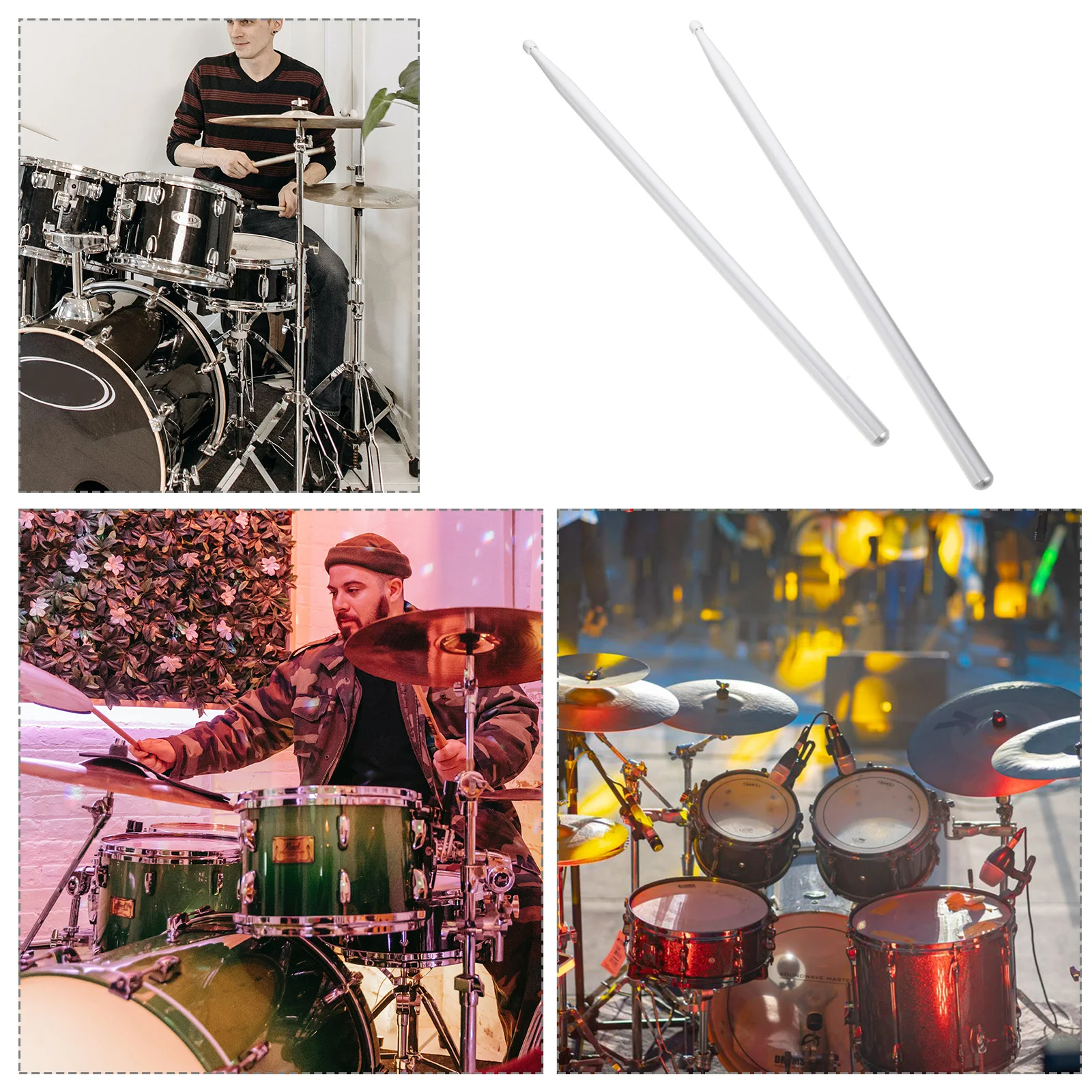 1 Pair 5A Aluminium Alloy Drumsticks Durable Percussion Sticks Metal Drum Sticks Practice Concert Band Performance Students
1 Pair 5A Aluminium Alloy Drumsticks Durable Percussion Sticks Metal Drum Sticks Practice Concert Band Performance Students