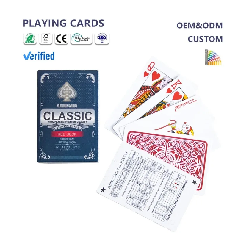 Full-color logo design playing cards, durable waterproof paper gaming cards
Full-color logo design playing cards, durable waterproof paper gaming cards