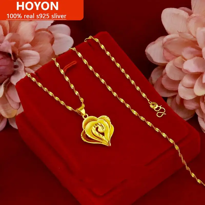 Gold Coating Necklace Water Wave Chain Heart Pendant Neck Collares for Women Ladies Wedding Anniversary Gift
Gold Coating Necklace Water Wave Chain Heart Pendant Neck Collares for Women Ladies Wedding Anniversary Gift