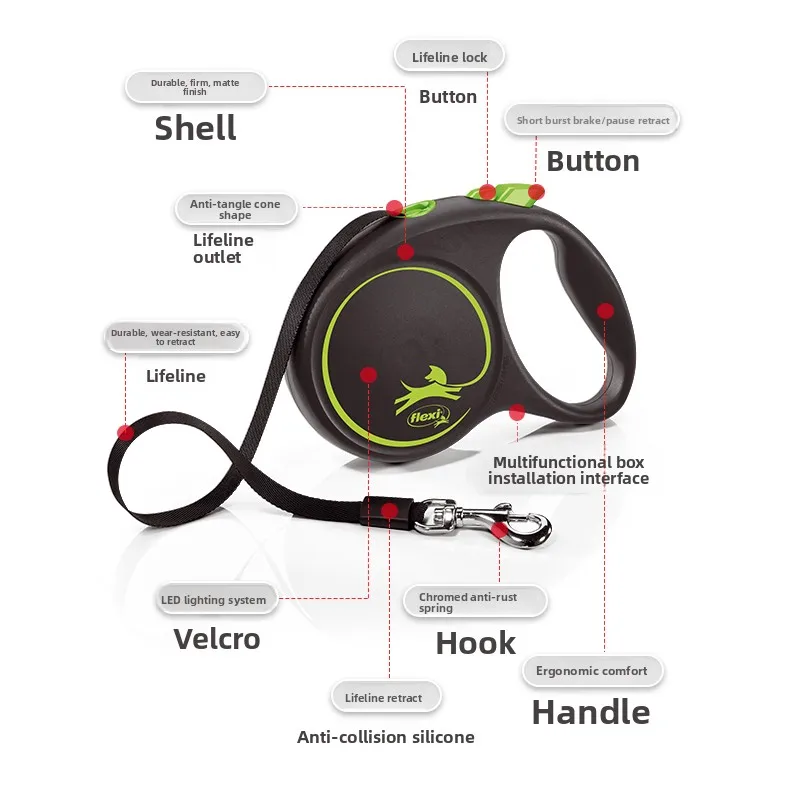 Flexi Cool Black Series Dog Leash Automatic Retractable Lead for Medium to Large Dogs Pet Travel Supplies Dog Leash
Flexi Cool Black Series Dog Leash Automatic Retractable Lead for Medium to Large Dogs Pet Travel Supplies Dog Leash