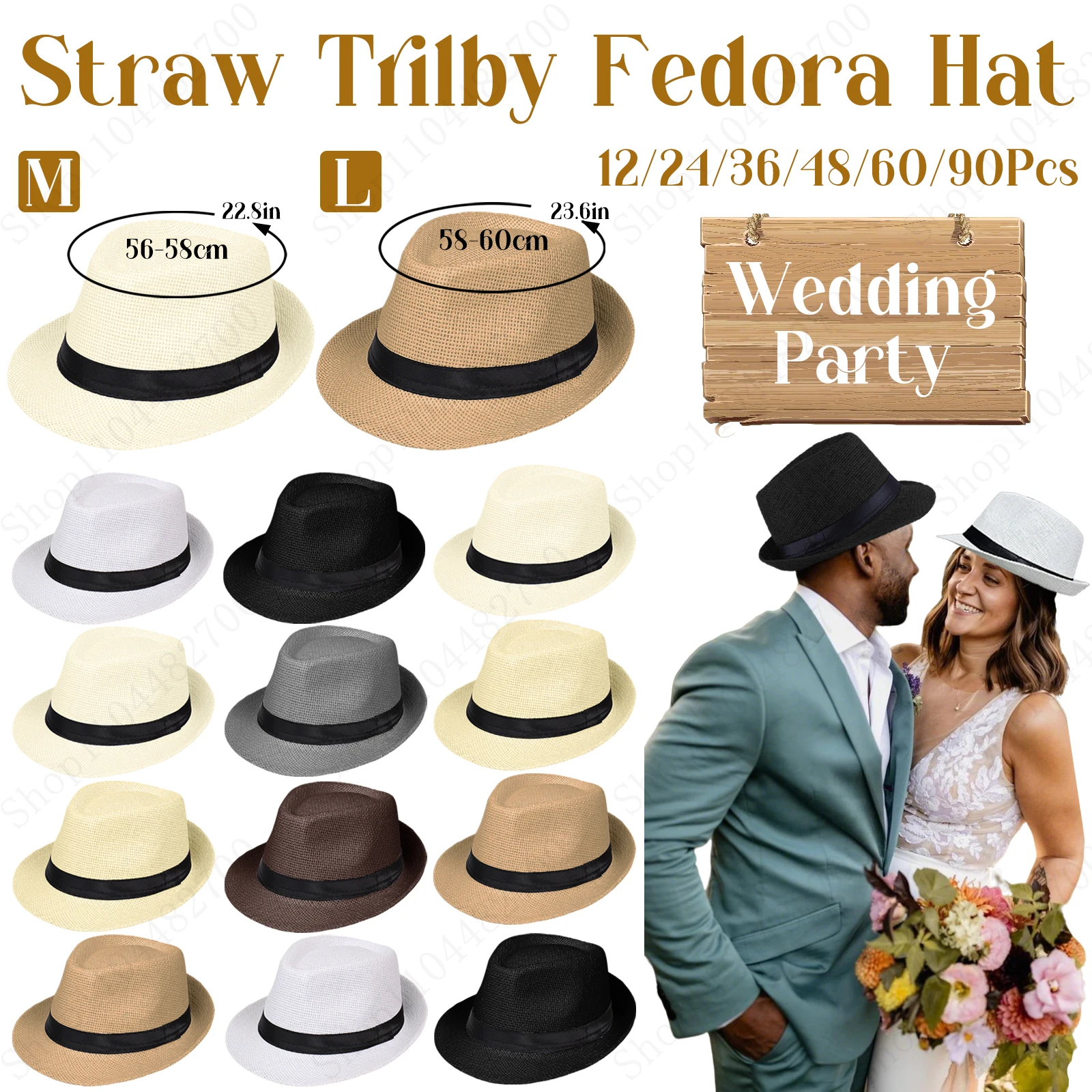 12-90Pcs 58/60cm Straw Trilby Fedora Hat Wedding Hat Panama Cap Short Brim Hat 1920s Party Accessories Panama Women Party Costum
12-90Pcs 58/60cm Straw Trilby Fedora Hat Wedding Hat Panama Cap Short Brim Hat 1920s Party Accessories Panama Women Party Costum