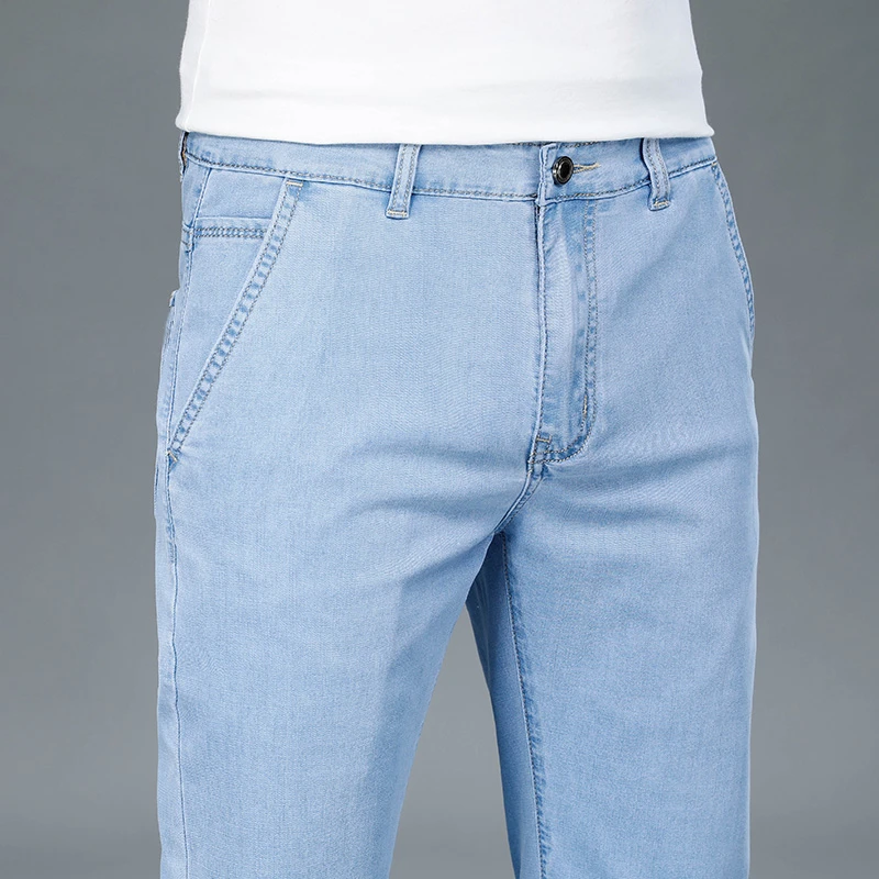 Spring and Summer Pop Men's Mid Waist Thin Jeans Business Casual Loose Straight Stretch Cotton Denim Trousers Male Brand Pants
Spring and Summer Pop Men's Mid Waist Thin Jeans Business Casual Loose Straight Stretch Cotton Denim Trousers Male Brand Pants
