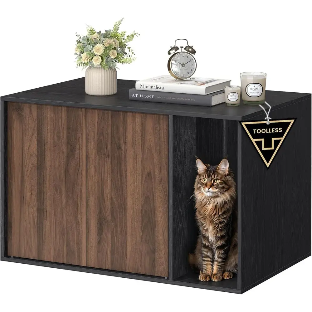 Cat Litter Box Enclosure, Large Cat-Friendly, Side Table Design, Push-to-Open Door, Ebony Black and Walnut Finish
Cat Litter Box Enclosure, Large Cat-Friendly, Side Table Design, Push-to-Open Door, Ebony Black and Walnut Finish