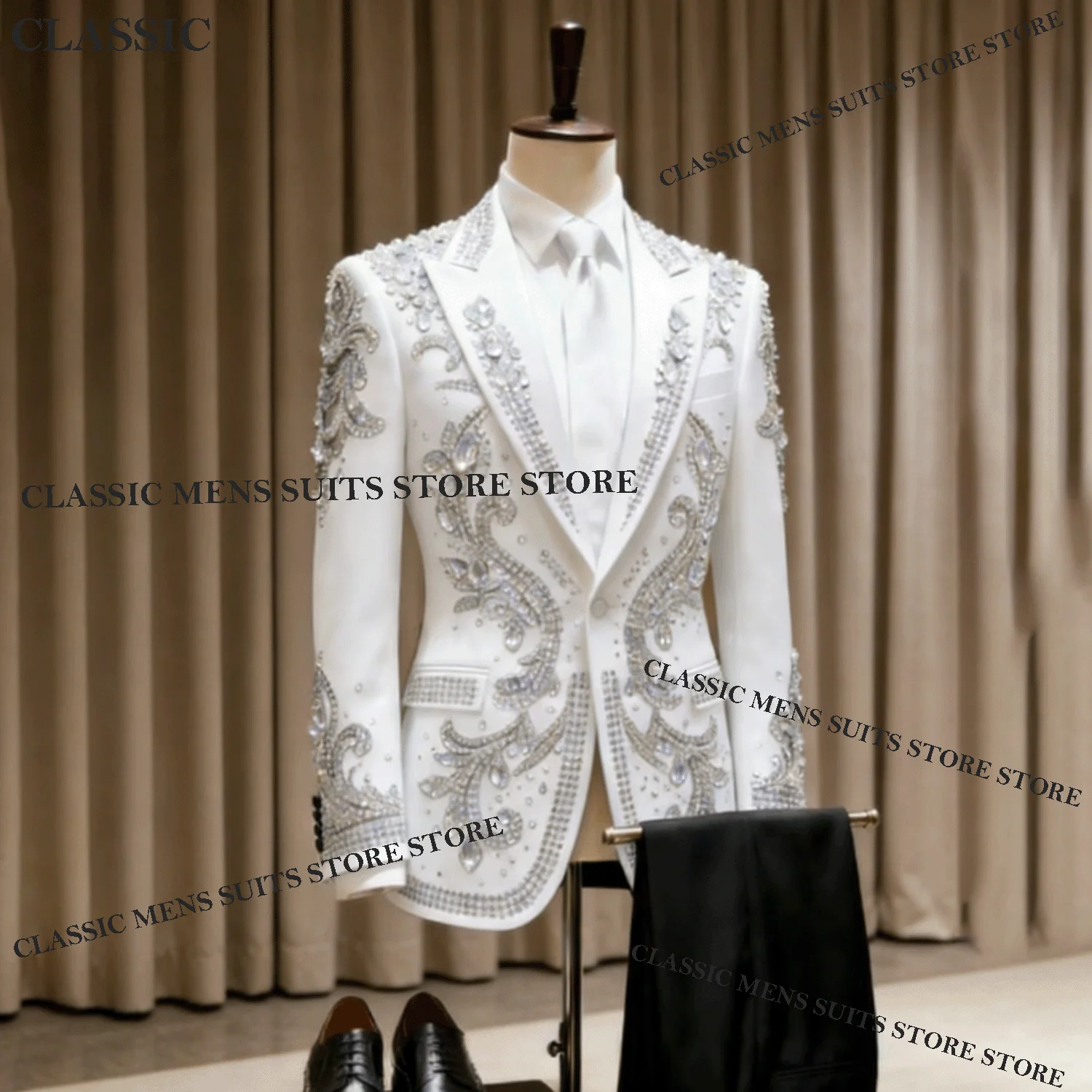 Customized Fashion For Wedding Groom Embroidery Sparkly Gem Male Prom Party Blazer 2 Pieces Sets Men Suit Tuxedos Slim Fit Homme
Customized Fashion For Wedding Groom Embroidery Sparkly Gem Male Prom Party Blazer 2 Pieces Sets Men Suit Tuxedos Slim Fit Homme