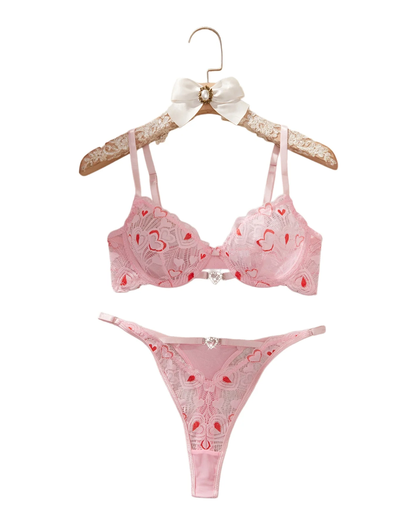 Lace Sexy Embroidery Heart Bra Set Girls Women Bralette Transparent Pink Underwear Thong Bras Lingerie Panties Sets
Lace Sexy Embroidery Heart Bra Set Girls Women Bralette Transparent Pink Underwear Thong Bras Lingerie Panties Sets