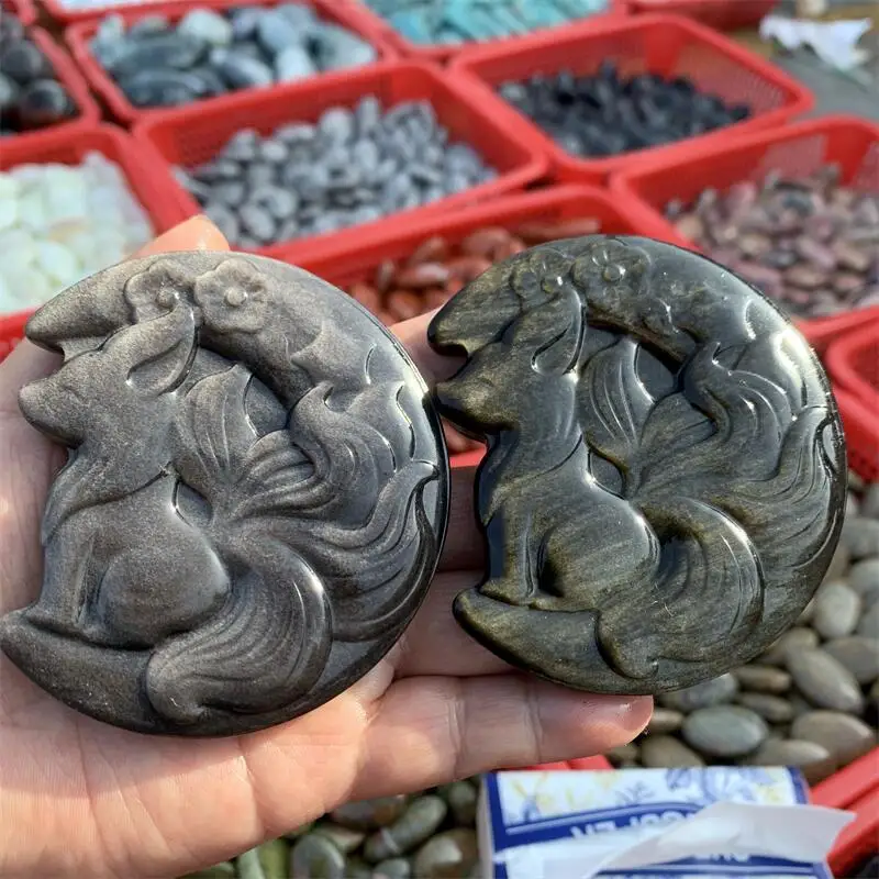 Natural Silver And Golden Obsidian Moon Fox Fairy Carving Home Decoration Healing Gemstone Collection Holiday Gift 1PCS
Natural Silver And Golden Obsidian Moon Fox Fairy Carving Home Decoration Healing Gemstone Collection Holiday Gift 1PCS