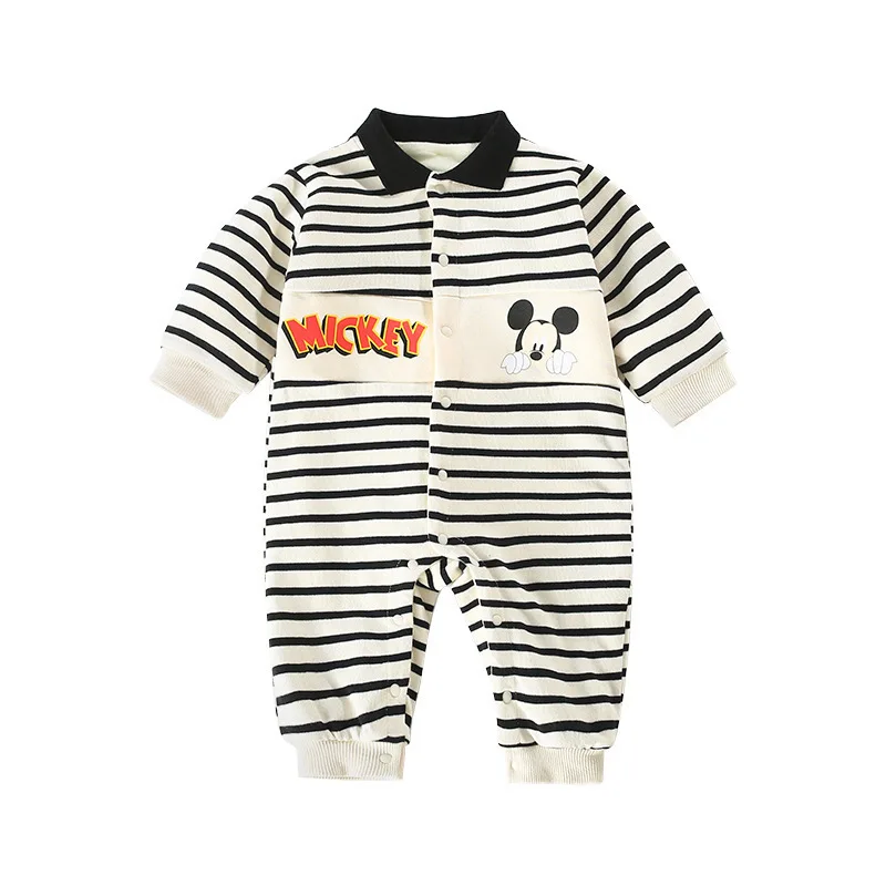 MINISO Mickey Baby Boy Winter Onesie Striped Front Open Button Romper Infant Warm Clothes Thickened Outfit 0-1 years Bodysuits
MINISO Mickey Baby Boy Winter Onesie Striped Front Open Button Romper Infant Warm Clothes Thickened Outfit 0-1 years Bodysuits