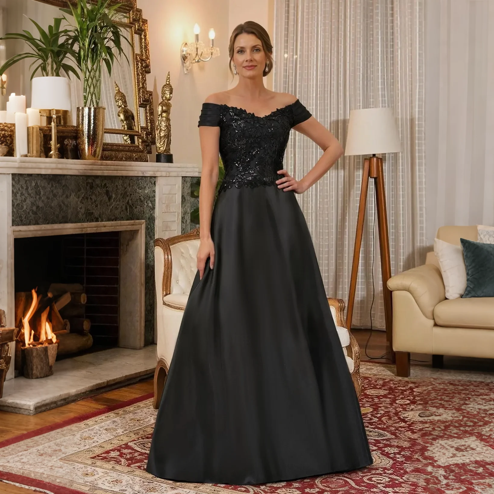 Yolanda Women's Wedding Party attire Elegant Lace Sequin Applique Off-the-shoulder Satin abend kleider brautmutter Customized
Yolanda Women's Wedding Party attire Elegant Lace Sequin Applique Off-the-shoulder Satin abend kleider brautmutter Customized