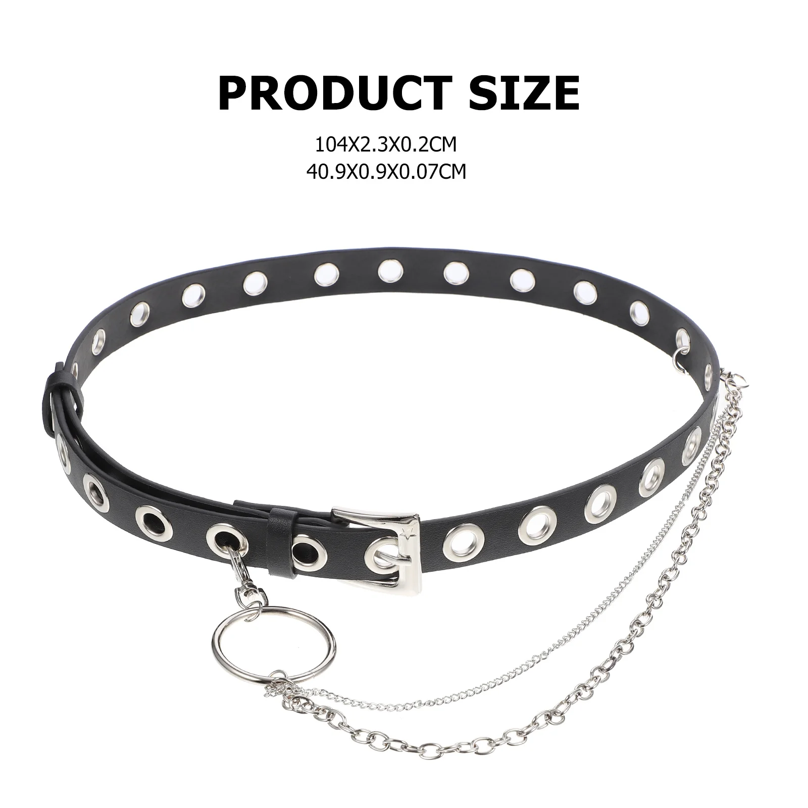 Grommet Belt for Men Women PU Punk Waist Belt with Metal Chain Silver Prong Buckle Studded Eyelet Vintage
Grommet Belt for Men Women PU Punk Waist Belt with Metal Chain Silver Prong Buckle Studded Eyelet Vintage