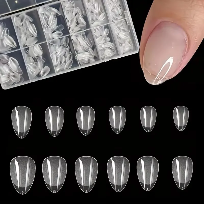 600 Short Almond-Shaped Semi-Matte Transparent Acrylic False Nail Tips for Nail Extensions
600 Short Almond-Shaped Semi-Matte Transparent Acrylic False Nail Tips for Nail Extensions