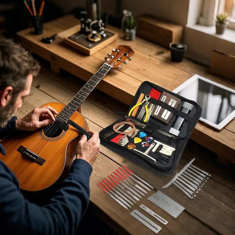 Guitar Tool Kit 72X Luthier Tools With Carry Bag String Instrument Accessories For Musicians Care Set With Strings Picks Bridge
Guitar Tool Kit 72X Luthier Tools With Carry Bag String Instrument Accessories For Musicians Care Set With Strings Picks Bridge