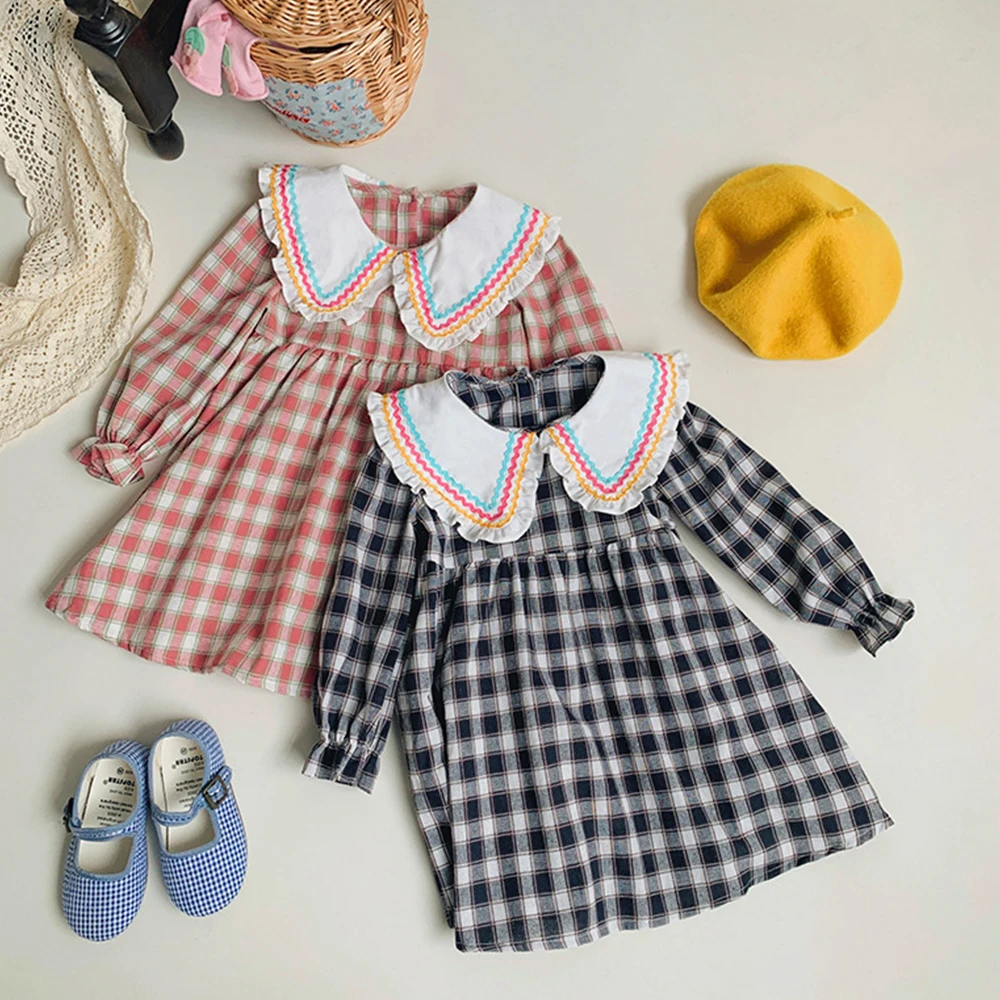 Autumn Turndown Collar Girls Dress Korean Style Long Sleeve Plaid Vestidos Casual Outfits Knee-length Daily Clothes Kids Dresses
Autumn Turndown Collar Girls Dress Korean Style Long Sleeve Plaid Vestidos Casual Outfits Knee-length Daily Clothes Kids Dresses