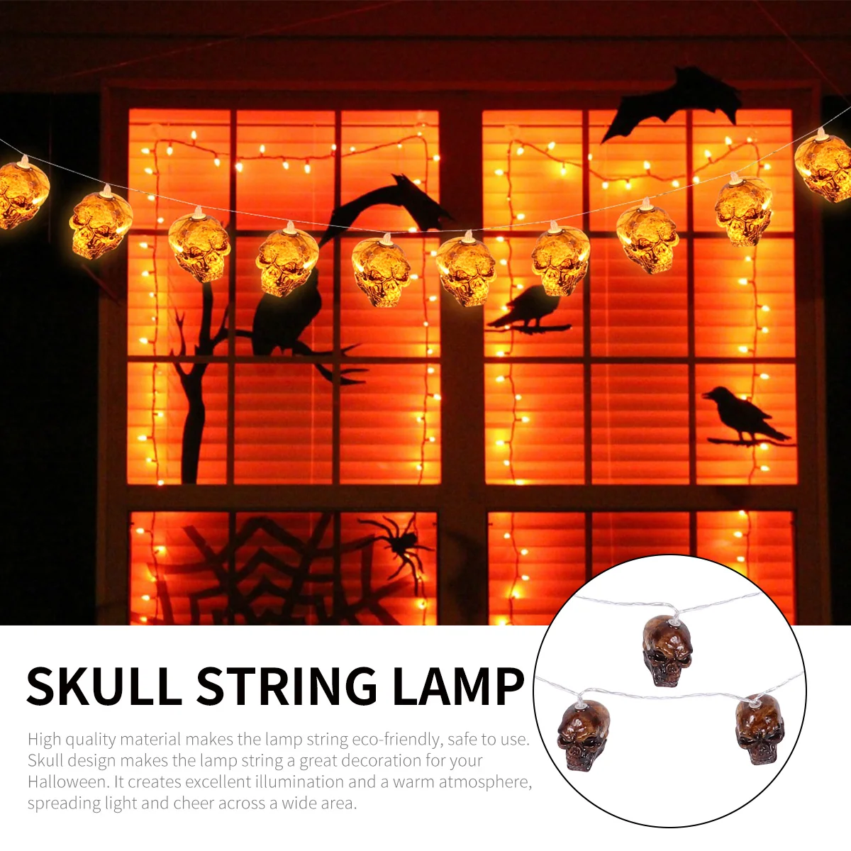 Skull String Lights Halloween Decorations Outdoor Party LED Witch Light String Garden Scary Atmosphere Safe EcoFriendly Holiday
Skull String Lights Halloween Decorations Outdoor Party LED Witch Light String Garden Scary Atmosphere Safe EcoFriendly Holiday