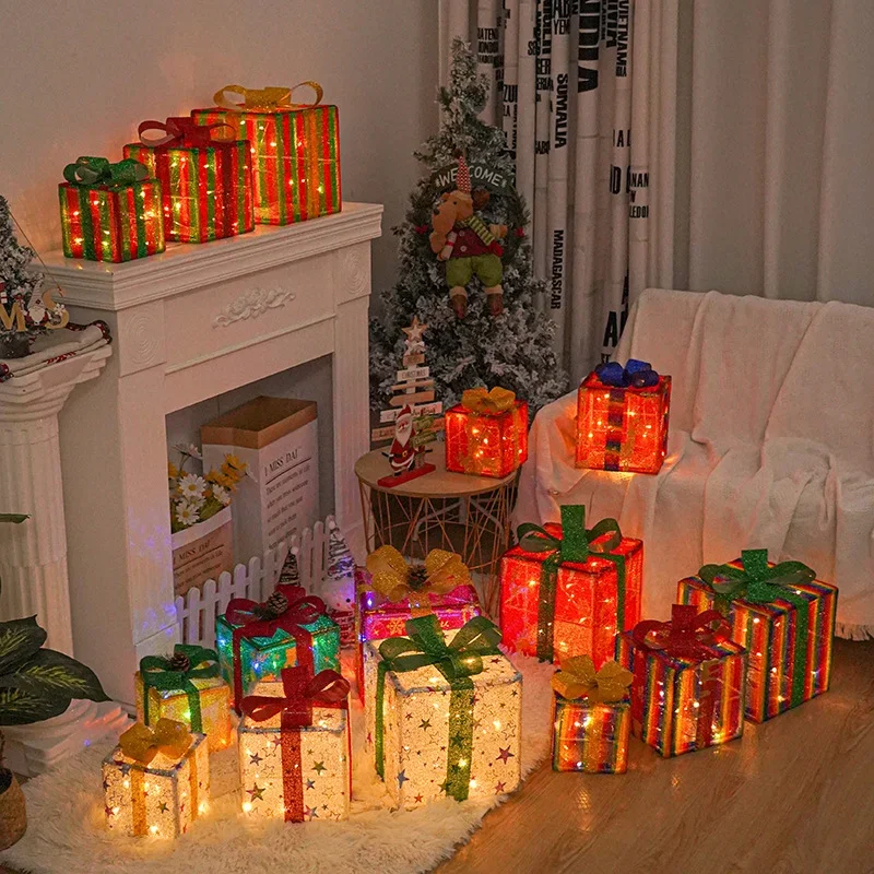 3pcs/Set Christmas Glowing Gift Box Christmas Lighting Box Outdoor Lighting Xmas Decoration Decoration Ornament With Bow
3pcs/Set Christmas Glowing Gift Box Christmas Lighting Box Outdoor Lighting Xmas Decoration Decoration Ornament With Bow