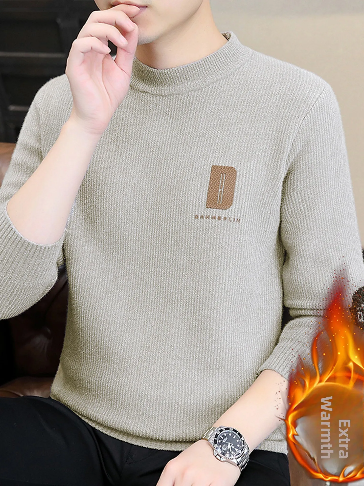 Мужской вязаный свитер с высоким воротником на флисовой подкладке, утепленный, осенне-зимний, новая модная коллекция, с принтом, из полиэстера, нейлона и вискозы
Мужской вязаный свитер с высоким воротником на флисовой подкладке, утепленный, осенне-зимний, новая модная коллекция, с принтом, из полиэстера, нейлона и вискозы