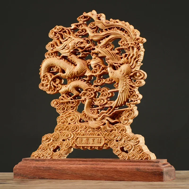 23CM Thuja Wood Hollow Wood Wealth Carving Dragon Phoenix Sculpture Decor Lucky Gift Home Sculptures
23CM Thuja Wood Hollow Wood Wealth Carving Dragon Phoenix Sculpture Decor Lucky Gift Home Sculptures