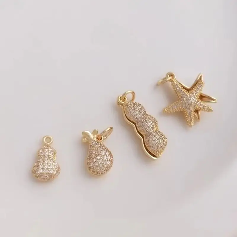 Gold Plated Micro Pave Zircon Beads Money Bag Peanut Starfish Pendant Half Hole Bead Cap DIY Jewelry Findings
Gold Plated Micro Pave Zircon Beads Money Bag Peanut Starfish Pendant Half Hole Bead Cap DIY Jewelry Findings