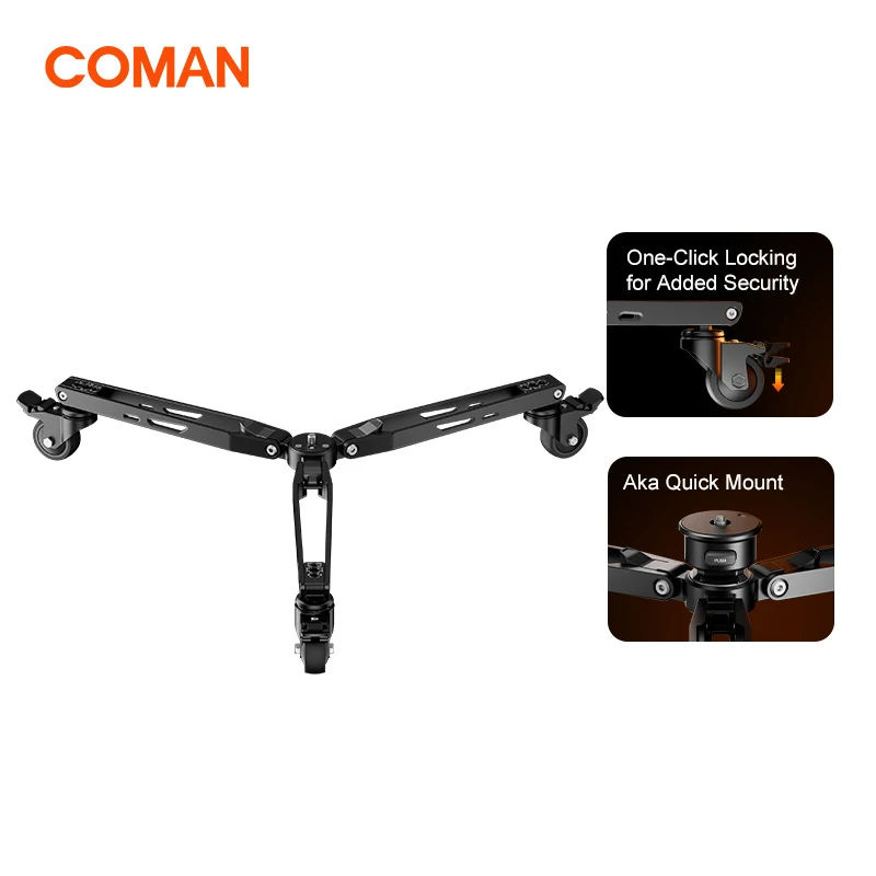 COMAN DF3 Aluminum Alloy Monopod Dolly Foldable Tripod Dolly 3 Wheels Stand Pulley Base 360° Silent Wheels Quick Lock Compatible
COMAN DF3 Aluminum Alloy Monopod Dolly Foldable Tripod Dolly 3 Wheels Stand Pulley Base 360° Silent Wheels Quick Lock Compatible