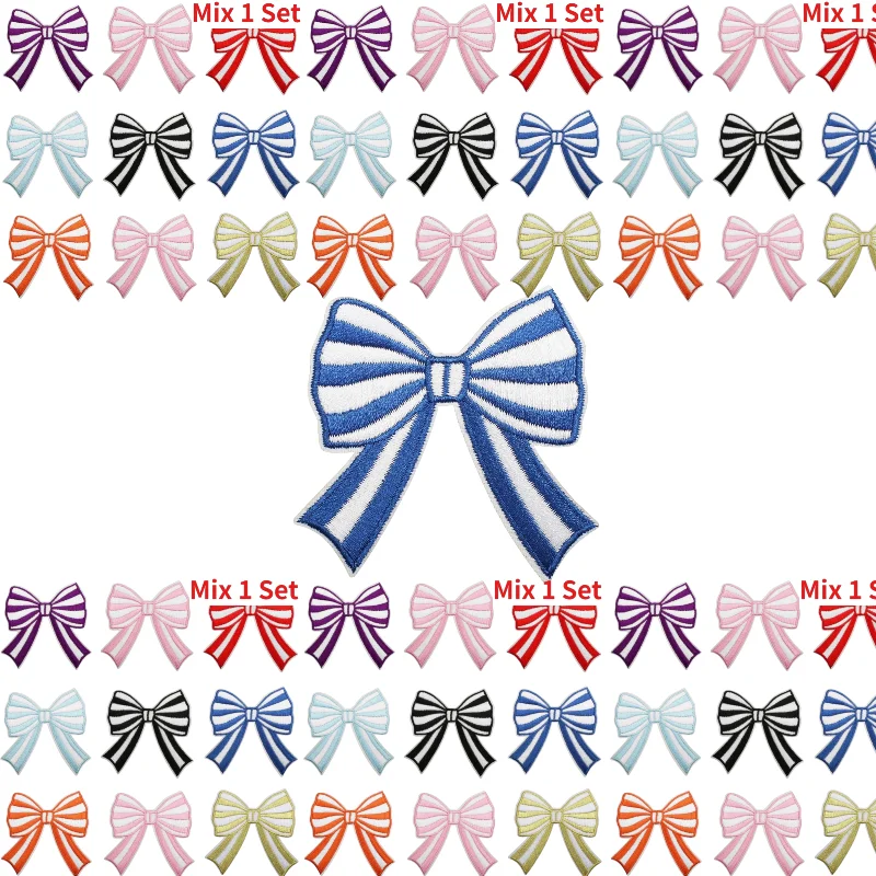 Color Bow Clothes Bag Decoration patches 1/5PCS Patches Blue and White Bow Computer Embroidery Label Bow Patch Wholesale
Color Bow Clothes Bag Decoration patches 1/5PCS Patches Blue and White Bow Computer Embroidery Label Bow Patch Wholesale