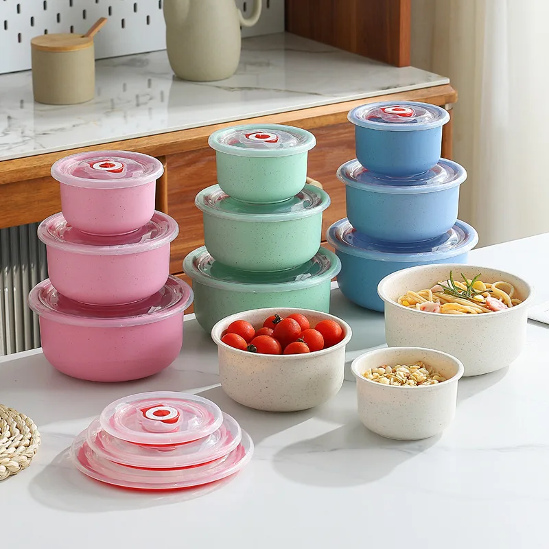 3pcs Wheat Crisper Sets Wheat Straw Fresh-Keeping Bowl Three-Piece Set With Lid for Home Microwaveable Plastic Round Lunch Box
3pcs Wheat Crisper Sets Wheat Straw Fresh-Keeping Bowl Three-Piece Set With Lid for Home Microwaveable Plastic Round Lunch Box
