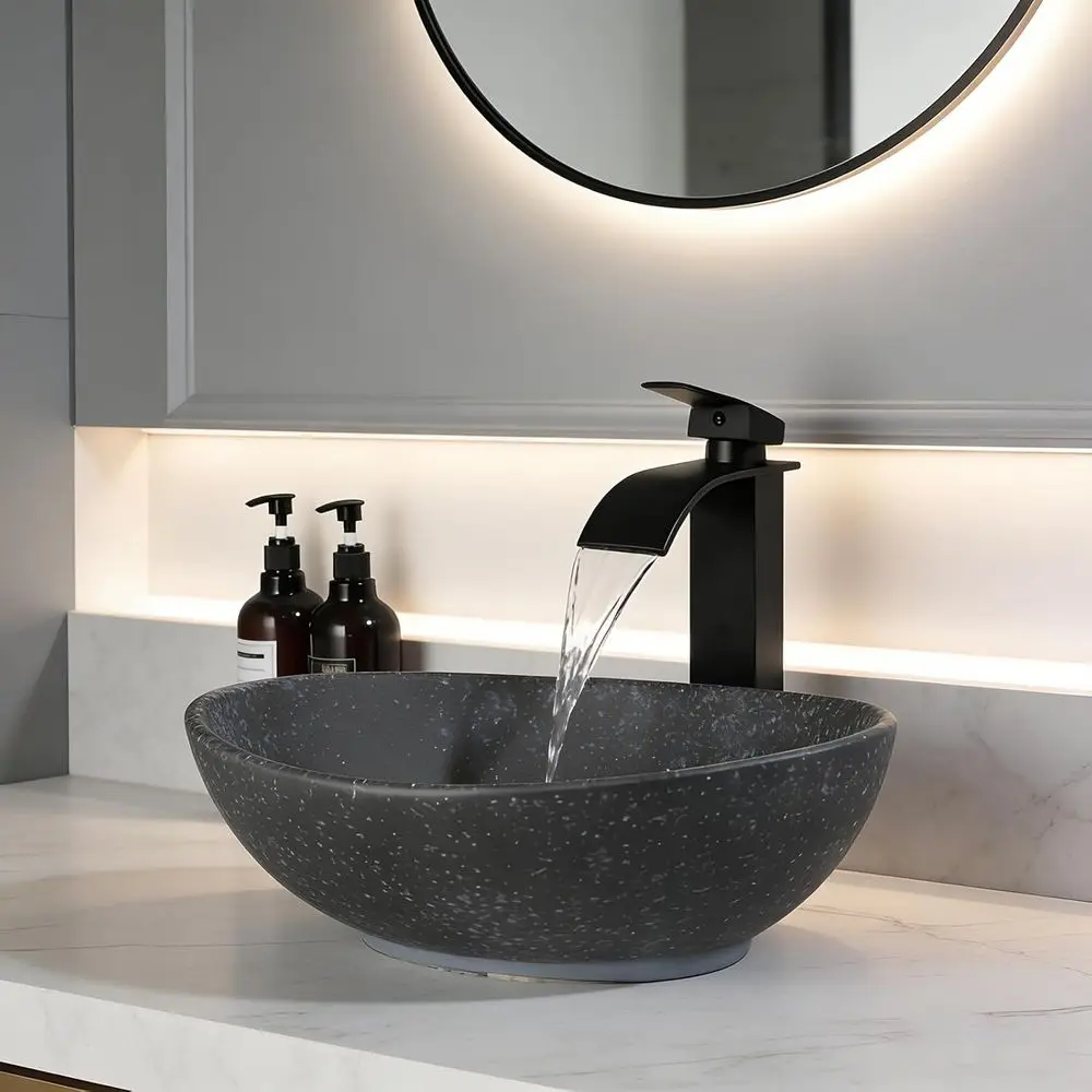 Elegant Oval Black Ceramic Vessel Sink with Faucet & Drain Combo for Modern Bathrooms
Elegant Oval Black Ceramic Vessel Sink with Faucet & Drain Combo for Modern Bathrooms