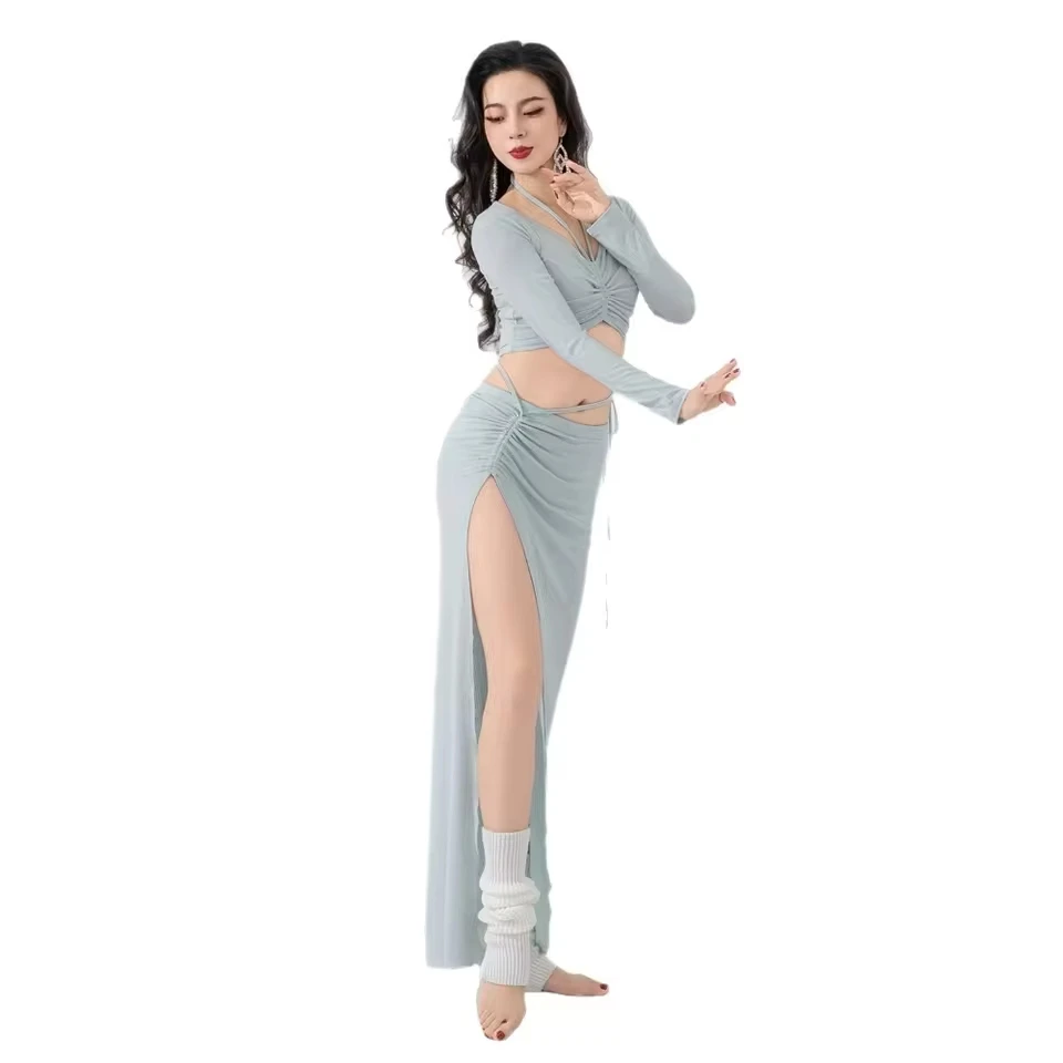 New Knit Belly Dance Training Costume Drawstring Top Half Skirt Soft Outfit For Women Dance Daily Practice Wear Style
New Knit Belly Dance Training Costume Drawstring Top Half Skirt Soft Outfit For Women Dance Daily Practice Wear Style