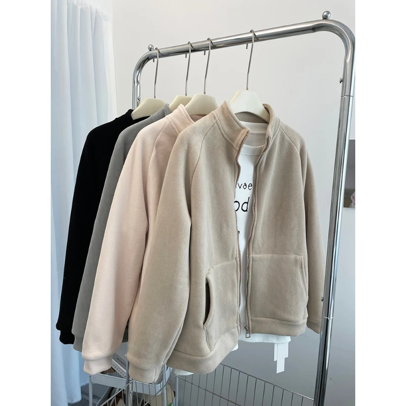 Fall Winter Solid Color Fleece Cardigans Fashion Thick Thermal Raglan Sleeve Stand Collar Simple Harajuku Outerwears
Fall Winter Solid Color Fleece Cardigans Fashion Thick Thermal Raglan Sleeve Stand Collar Simple Harajuku Outerwears