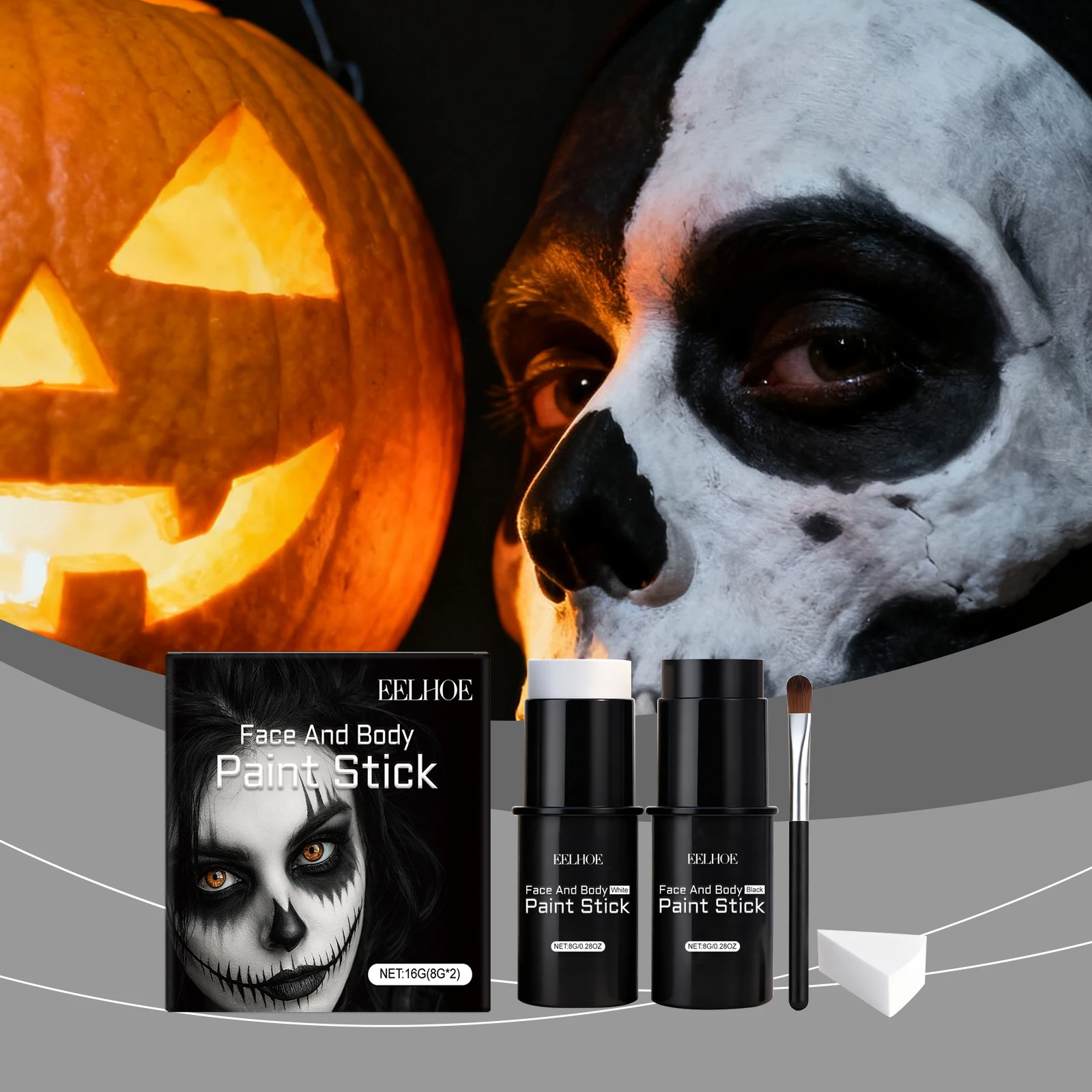 Skeleton Zombie Face Paint Set - Halloween Party Holiday Paint Stick Kit Easy Application Body & Face Painting for Adults & Kids
Skeleton Zombie Face Paint Set - Halloween Party Holiday Paint Stick Kit Easy Application Body & Face Painting for Adults & Kids