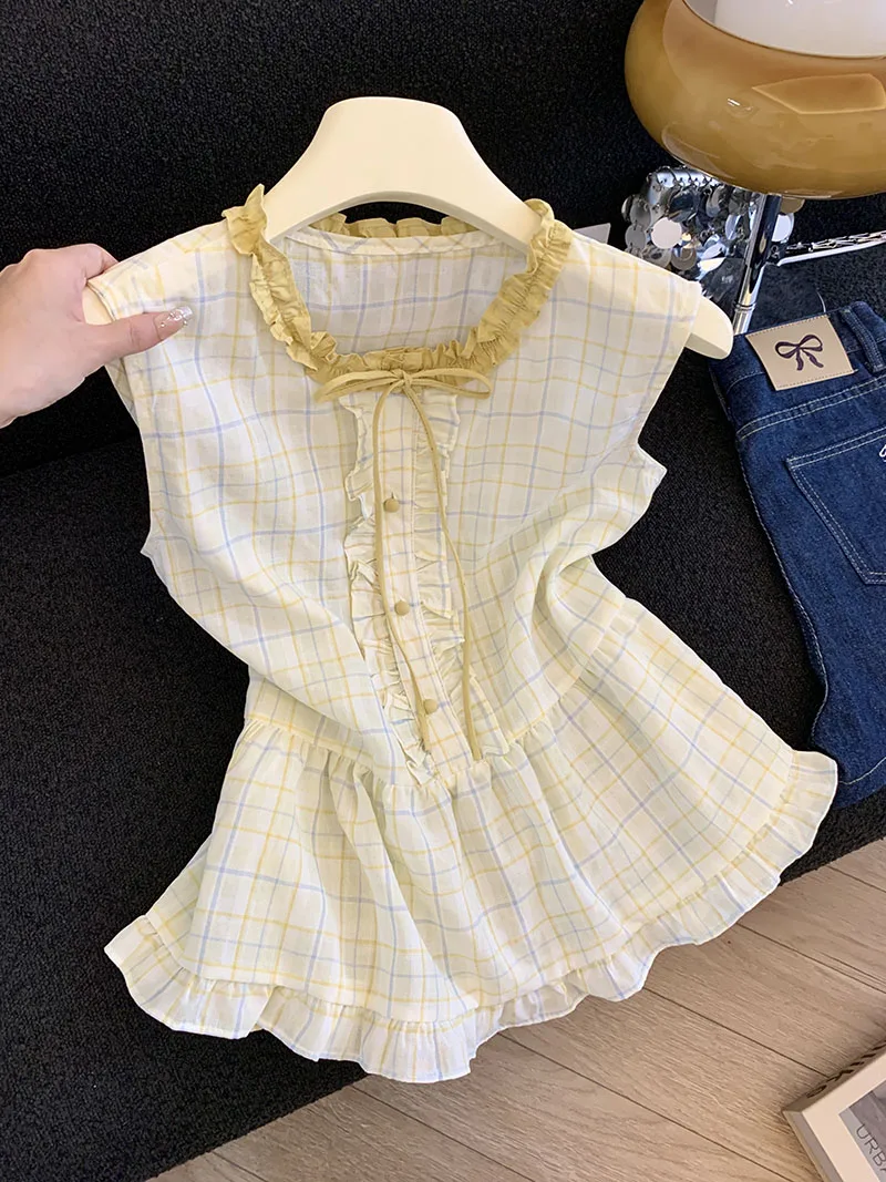 Summer New Sle Guangzhou Thirteenth Fac High Quali Plaid Ruffle Doll irt Svel Women's Top Floral Knitted...
Summer New Sle Guangzhou Thirteenth Fac High Quali Plaid Ruffle Doll irt Svel Women's Top Floral Knitted...