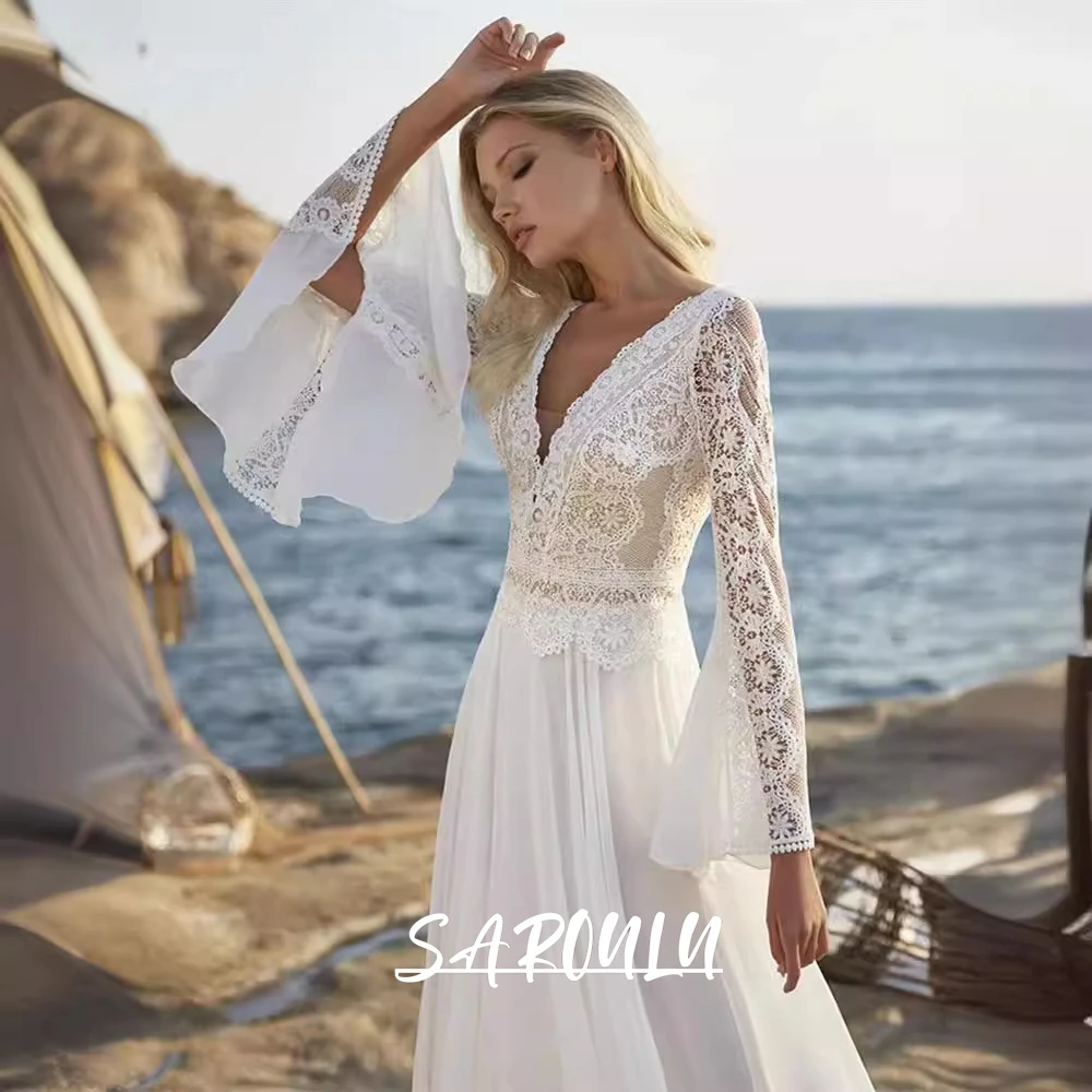 Flare Sleeves Beach Wedding Dresses for Women 2025 Bohemian Style Long Chiffon Bride Dress Customized BOHO Bridal Gown
Flare Sleeves Beach Wedding Dresses for Women 2025 Bohemian Style Long Chiffon Bride Dress Customized BOHO Bridal Gown
